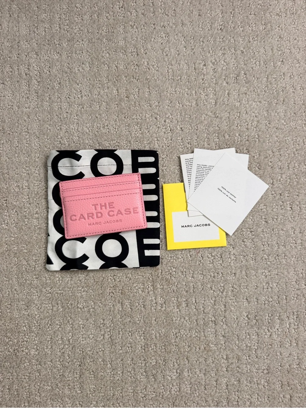 Marc Jacobs Pink Leather Card Case with Logo Detail